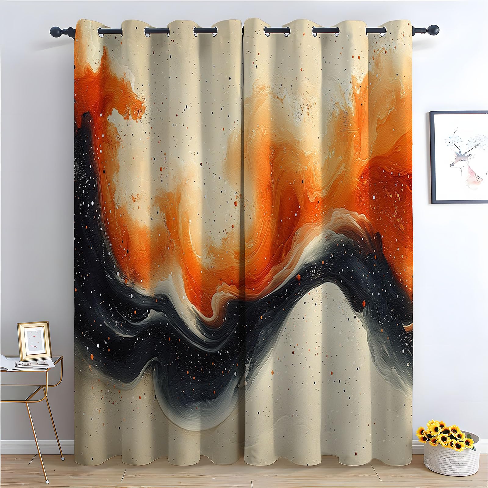 WQBQKKX Green Plant Curtains Minimalist Thermal Insulated Curtains Print Pattern Room Darkening Window Drapes for Bedroom Living Room-52 W x 108" L (Pack of 2)