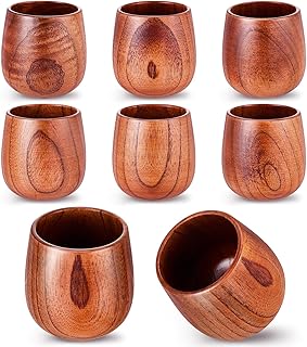 Suclain 6 Pieces 6 oz Wooden Tea Cups Wooden Coffee Cups Wood Teacups Coffee Mug for Drinking Espresso Tea Beer Wine Water Restaurant Cafe Home Serving Entertain, Cannot Use Dishwasher