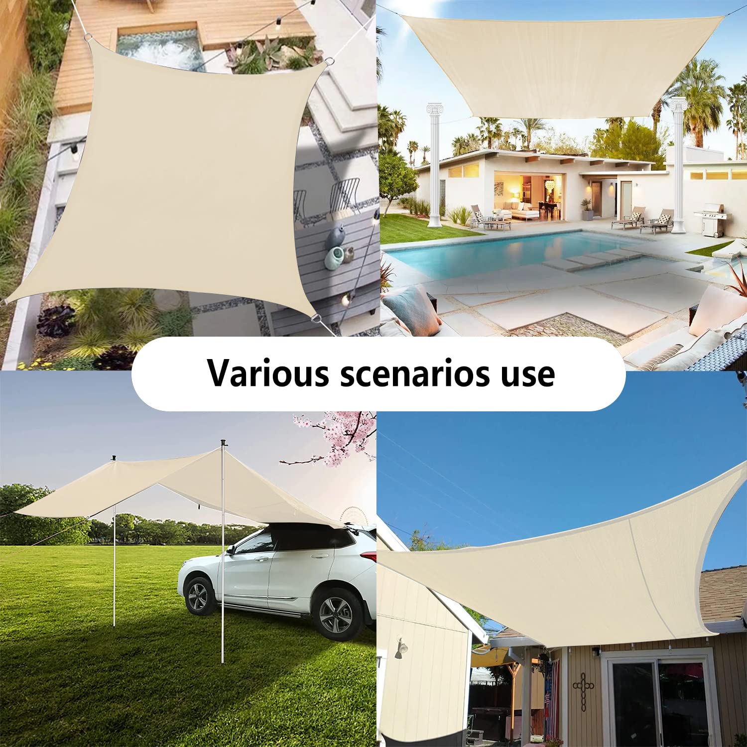 3 x 4,7 m grau-weiße Markise, UV 98 %, Sonnen- und Windschutz für Camping, Garten, Balkon, Terrasse, Party, komplett mit Zubehör für Outdoor-Freizeit