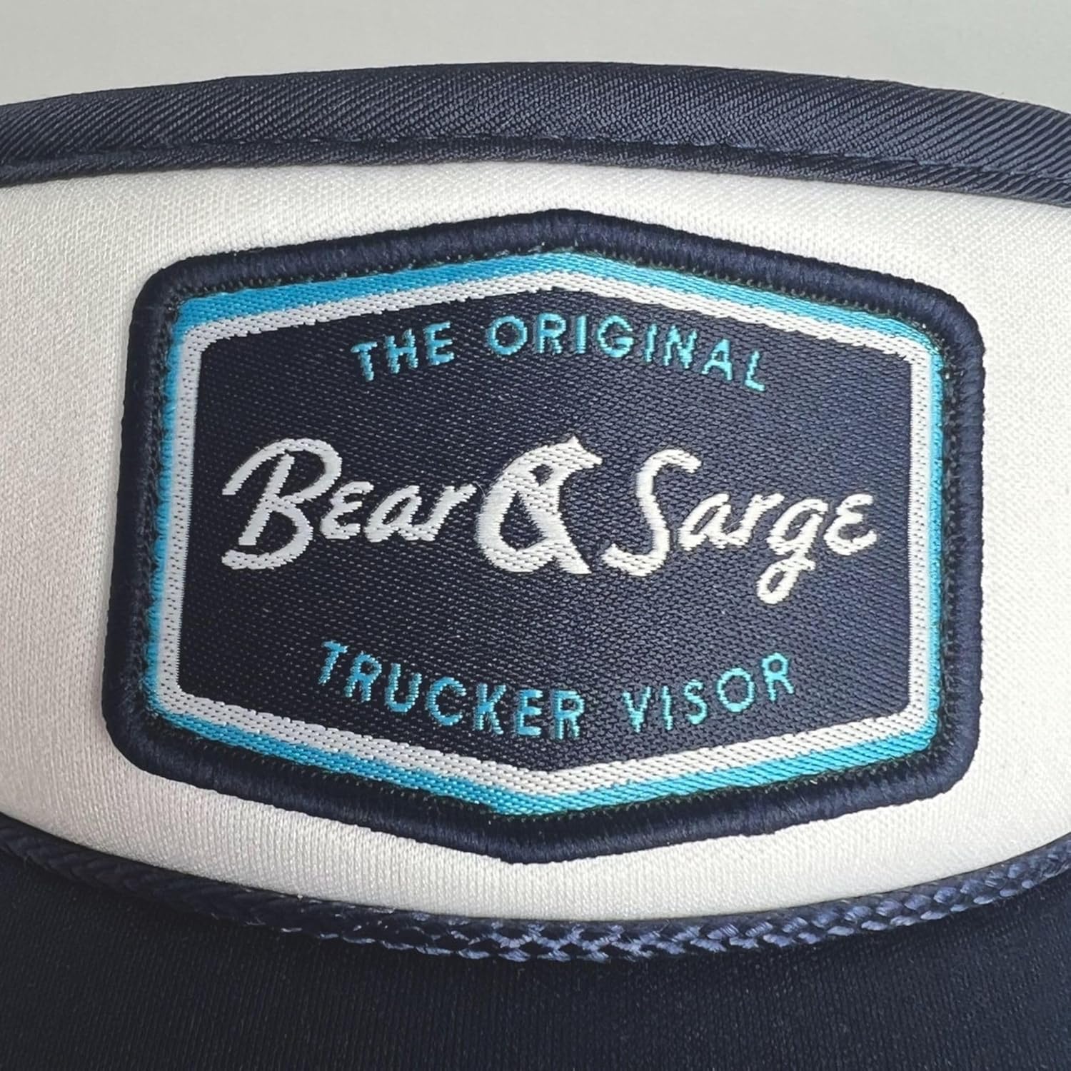 Bear & Sarge Original Trucker Visor – Retro B+S Patch – Adjustable Sports Visor for Men & Women – Lightweight Athletic Sun Hat for Tennis, Pickleball, Golf, Running & Outdoor Workouts (Navy)