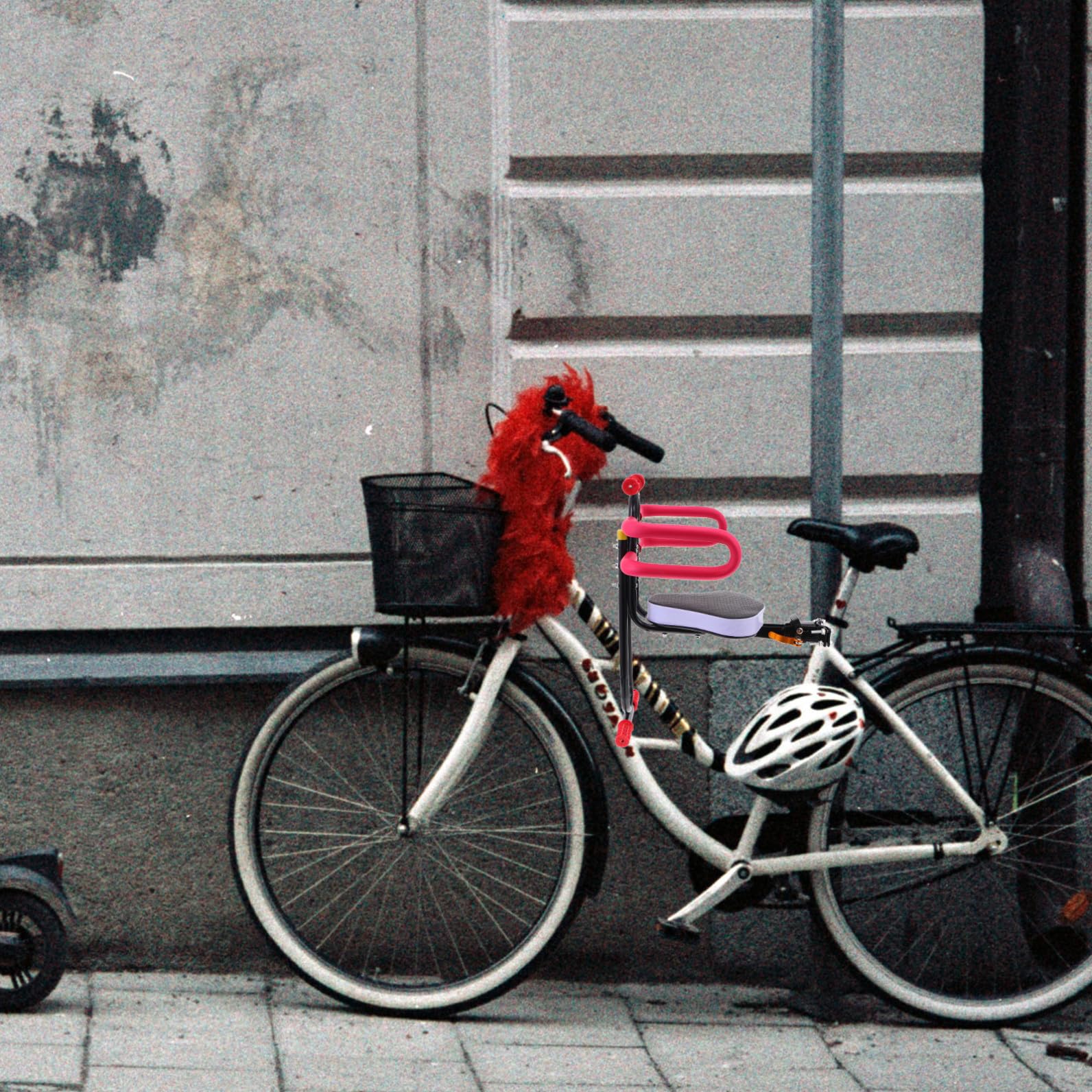 KOMBIUDA Sillín para Bicicleta Eléctrica Respaldo, Asiento Cómodo de Acero al Carbono y Espuma, Accesorio para Niños en Bicicleta