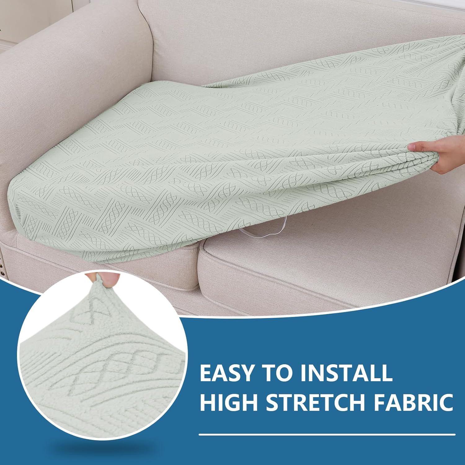 hyha Individual Couch Cushion Covers, Stretch Magic Sofa Seat Cushion Covers Washable, Dog Couch Sofa Slipcover for Pets, Kid with Elastic Bottom(2PC, Light Grey)