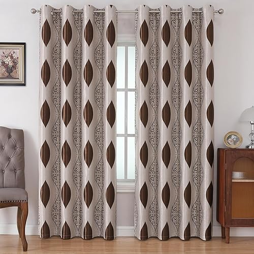 HOMEIDEAS Cortinas marrones y beige para sala de estar, cortinas onduladas para oscurecer la habitaciĂłn de 84 pulgadas de largo, juego de 2 paneles HOMEIDEAS Cortinas marrones y beige para sala de estar, cortinas onduladas para oscurecer la habitaciĂłn de 84 pulgadas de largo, juego de 2 paneles