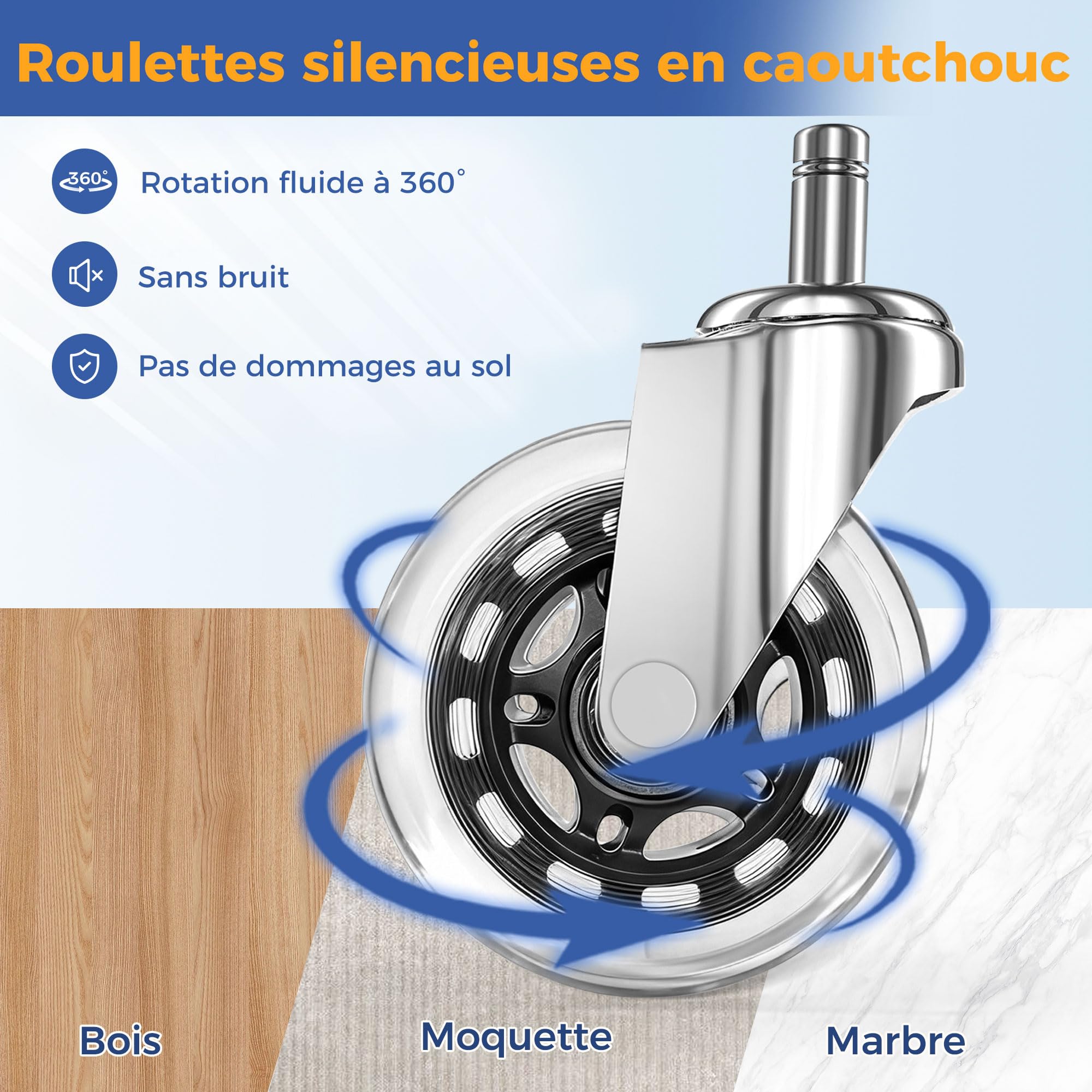 ANWBROAD Tabouret à roulettes pivotant à 360° roulettes Réglable en Hauteur Tabouret Selle de Cheval Ergonomique Cuir épais Assise Large pour Salons de Beauté, Salon, Massage, Clinique Noir WSS001B