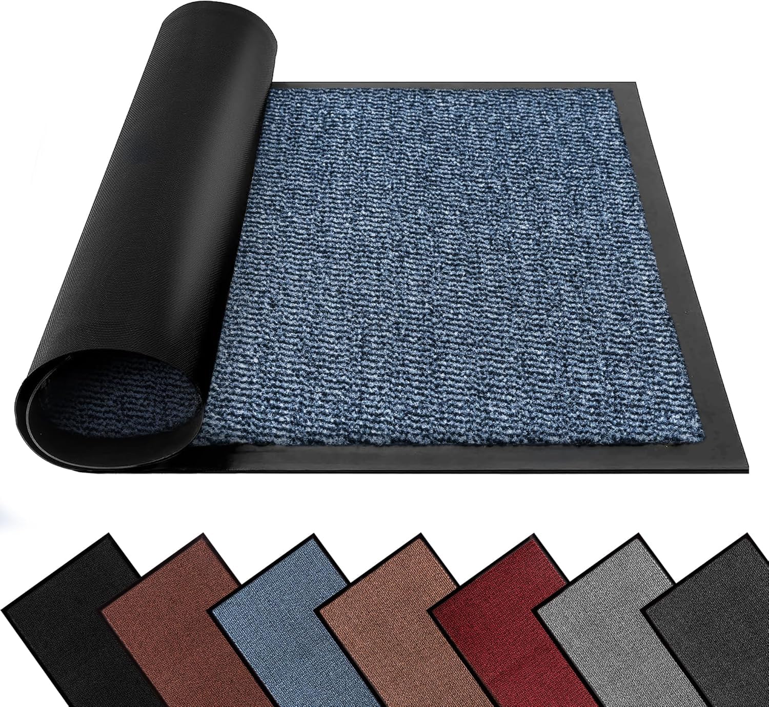 FB FunkyBuys Washable Dirt Trapper Door Mats Indoor & Outdoor, Heavy Duty Non Slip Doormats, Rubber Backed Floor Mat, Super Absorbent Front Door Mat, Entrance Rug (Black-Plain, 40cm x 60cm) — view 23