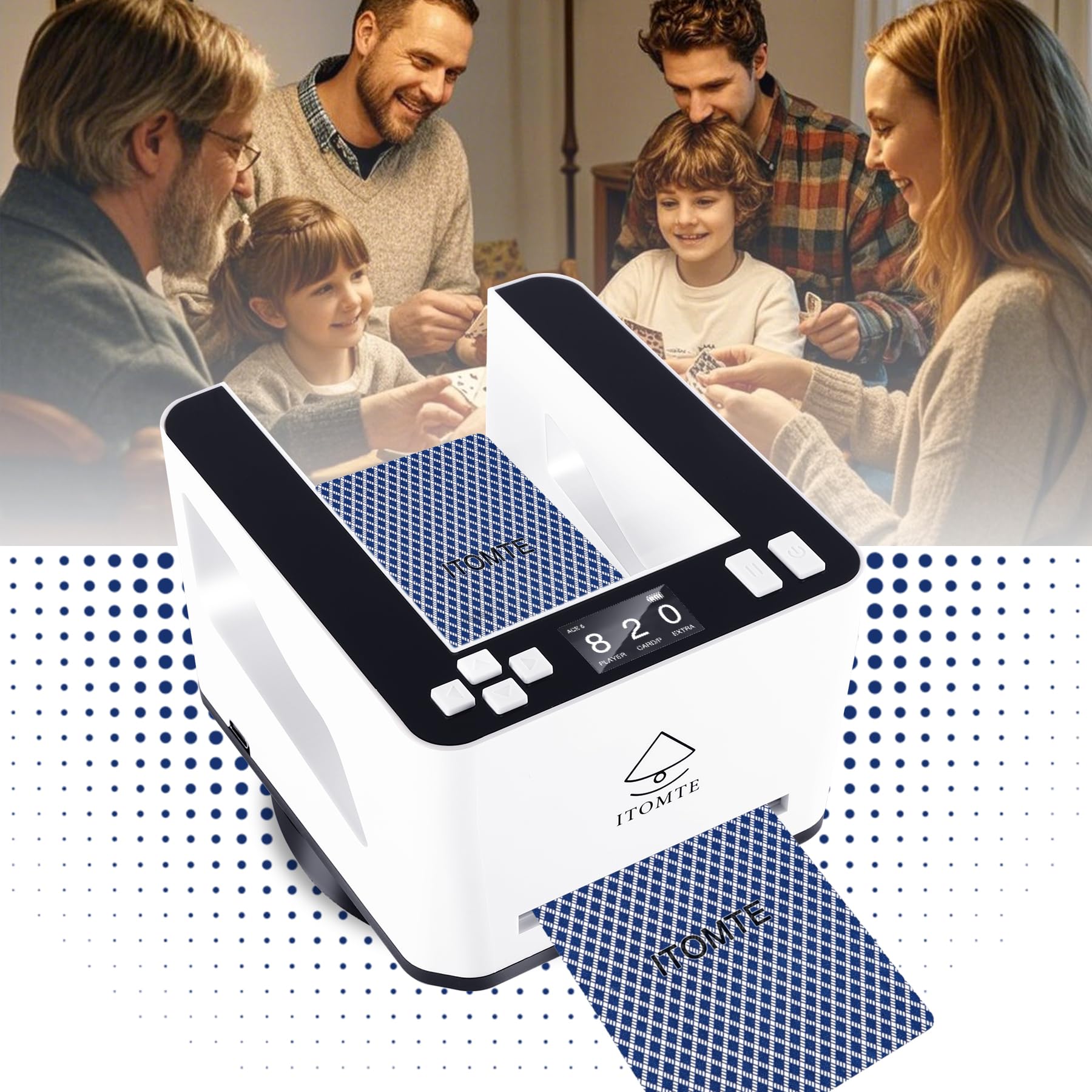 ITOMTE Automatic Card Dealer Machine for 2-8 Players 360° Rotating Rechargeable & Portable Poker Electric Card Deck Dealer Machine for Poker and UNO Card Game