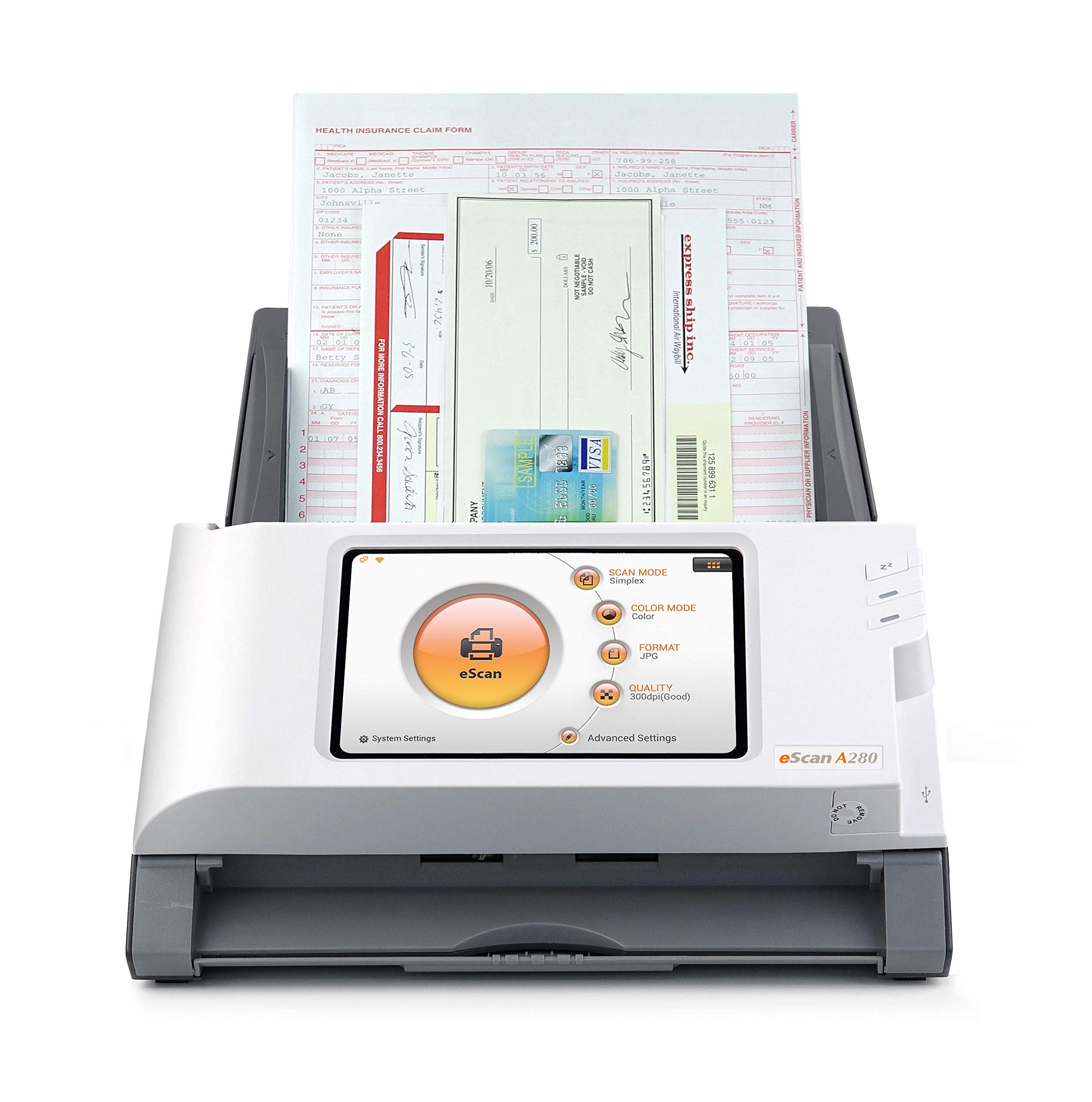 Plustek Escan A280 - Essential - Dokumentenscanner - Ccd - Duplex - Legal - 600 Dpi X 600 Dpi - Bis Zu 20 Seiten/min. (einfarbig) / Bis Zu 20 Seiten/