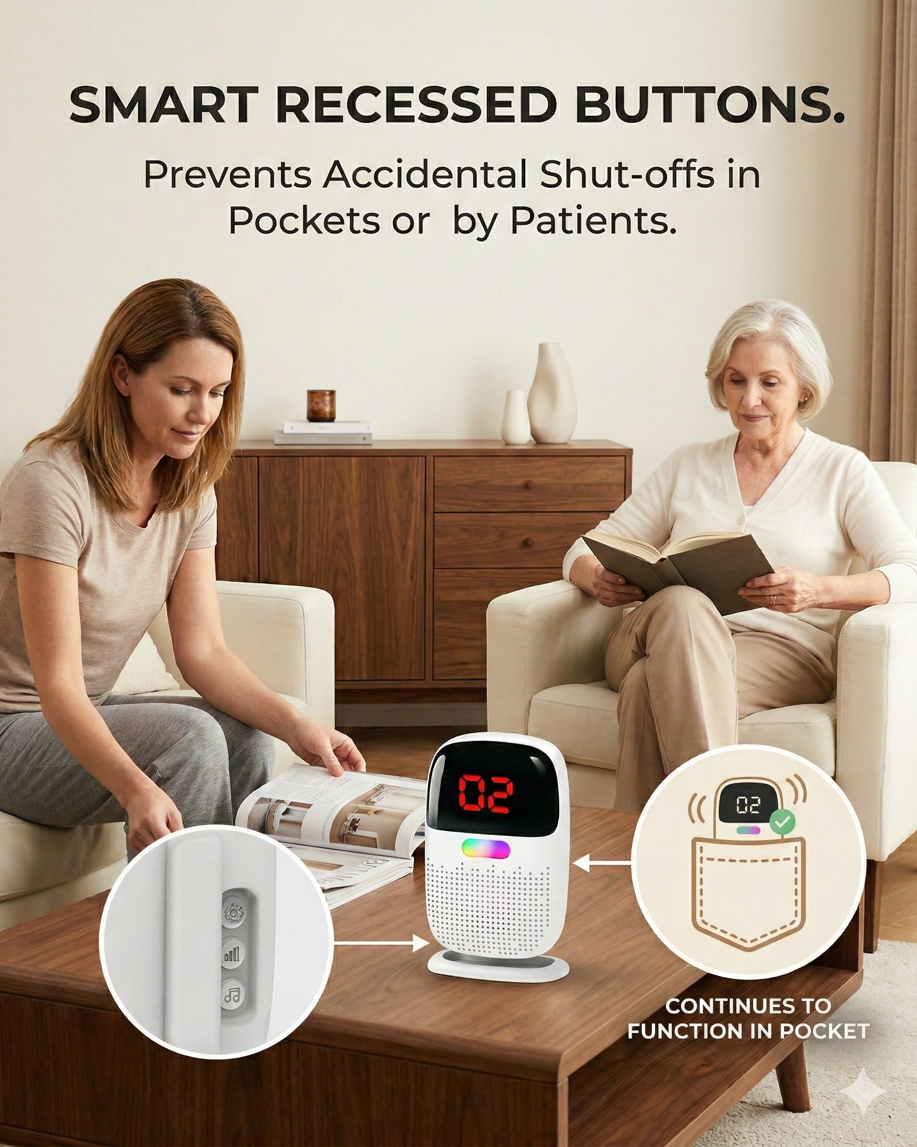 PILSAMAS Caregiver ricaricabile Pager & allarme porta quando aperto per demenza vagare anziani, portata 304,8 m sensore porta campanello con ricevitore ID LED portatile, vibrazione, nessun costo