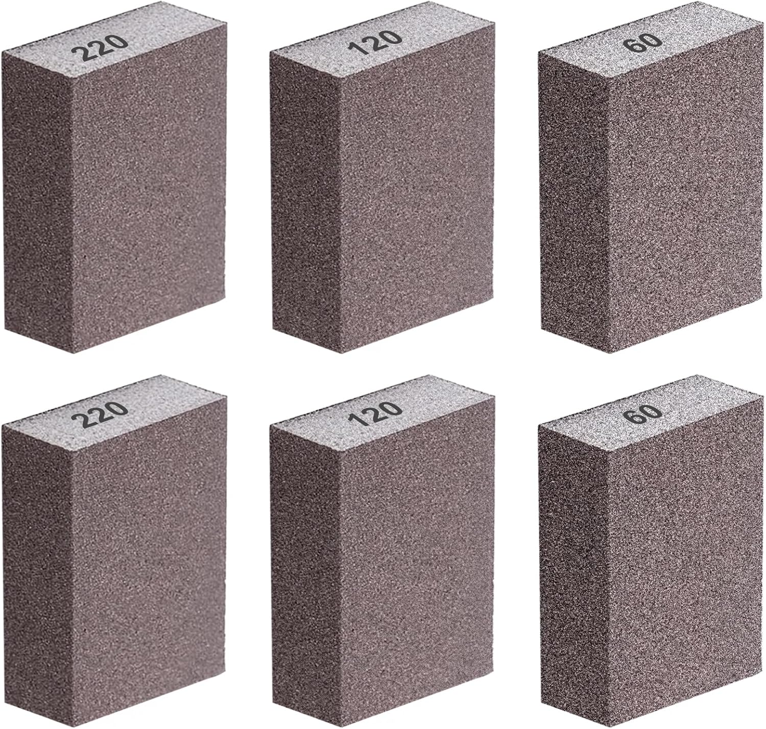 smseace 6Pack Sanding Block 60/120/220 Grit Sandpaper Block Washable and Reusable Sanding Blocks for Wood/Drywall/Metal/Glasses Sanding Block Set Sanding Sponge