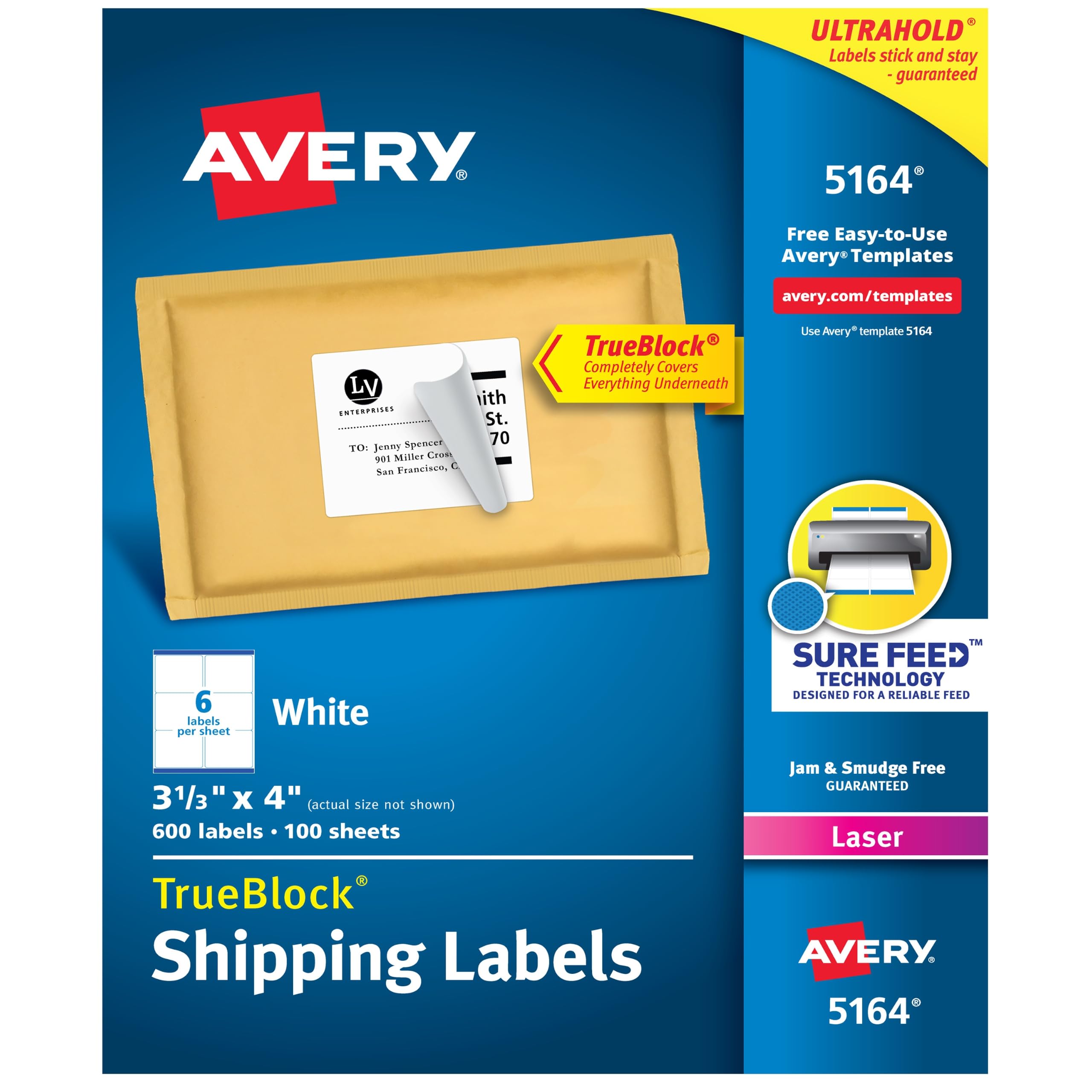 Avery 5164 Bianco 600pezzo(i) etichetta autoadesiva