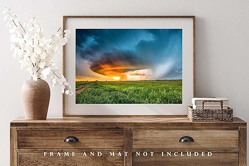 Miniatura 4 de Storm Photography Print (Not Framed) Picture of Supercell Thunderstorm Illuminated by Sunlight at Sunset on Spring Evening in Oklahoma Nature Wall