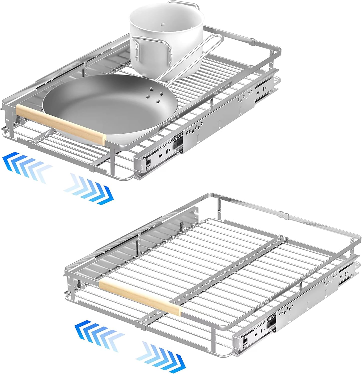 2Pack Pull Out Cabinet Organizer, 12.2~17.9"W x 22.5"D Expandable Pull Out Shelves for Kitchen Cabinets, Heavy Duty Metal Slide Out Pantry Shelves Sliding Shelf for Home Kitchen,Under Sink,Wardrobe Small- 12.2~17.9"W x 22.5"D 2Pack