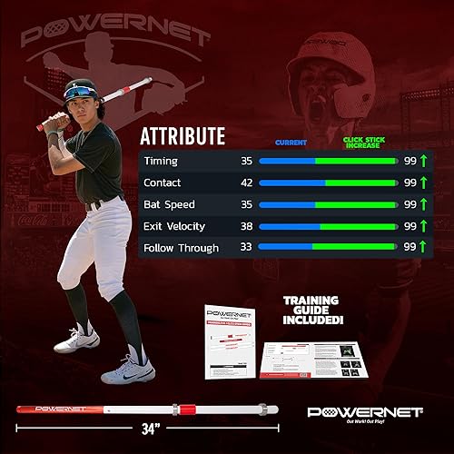 Miniatura 3 de PowerNet Combo de PVCClick Stick Baseball Swing Trainer  Accesorios intercambiables también para sóftbol  Bate de entrenamiento para crear la máxima