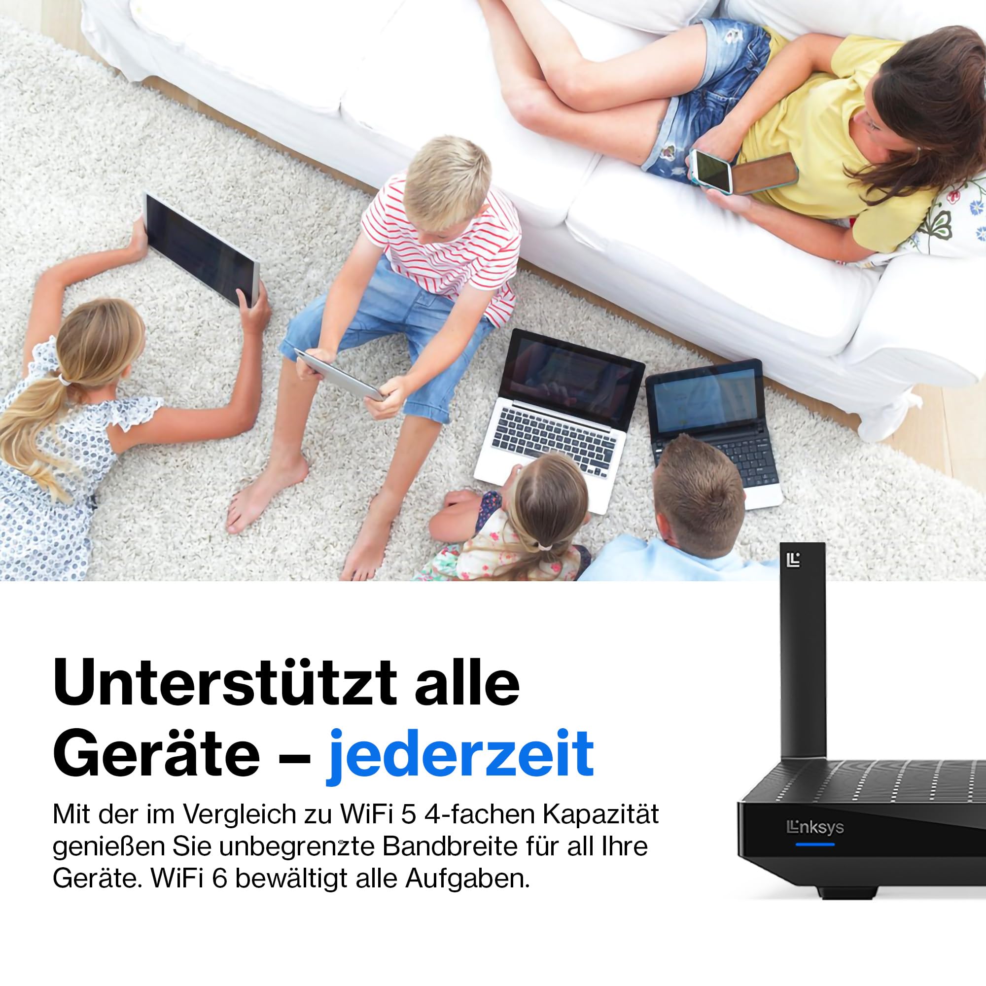 Linksys Hydra 6 Dual-Band WiFi 6-Mesh-Router (AX3000) – Gaming-Router mit bis zu 3, 0 Gbit-s, unterstützt mehr als 25 Geräte; 185 m2 Funkabdeckung funktioniert dem Mesh-WLAN-System, MR2000-KE