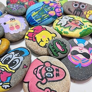 GRUKFE River Rocks for Painting, Natural Smooth Craft Stones, 3-4 Inch, 5 Pack, Kids Adults Art Projects