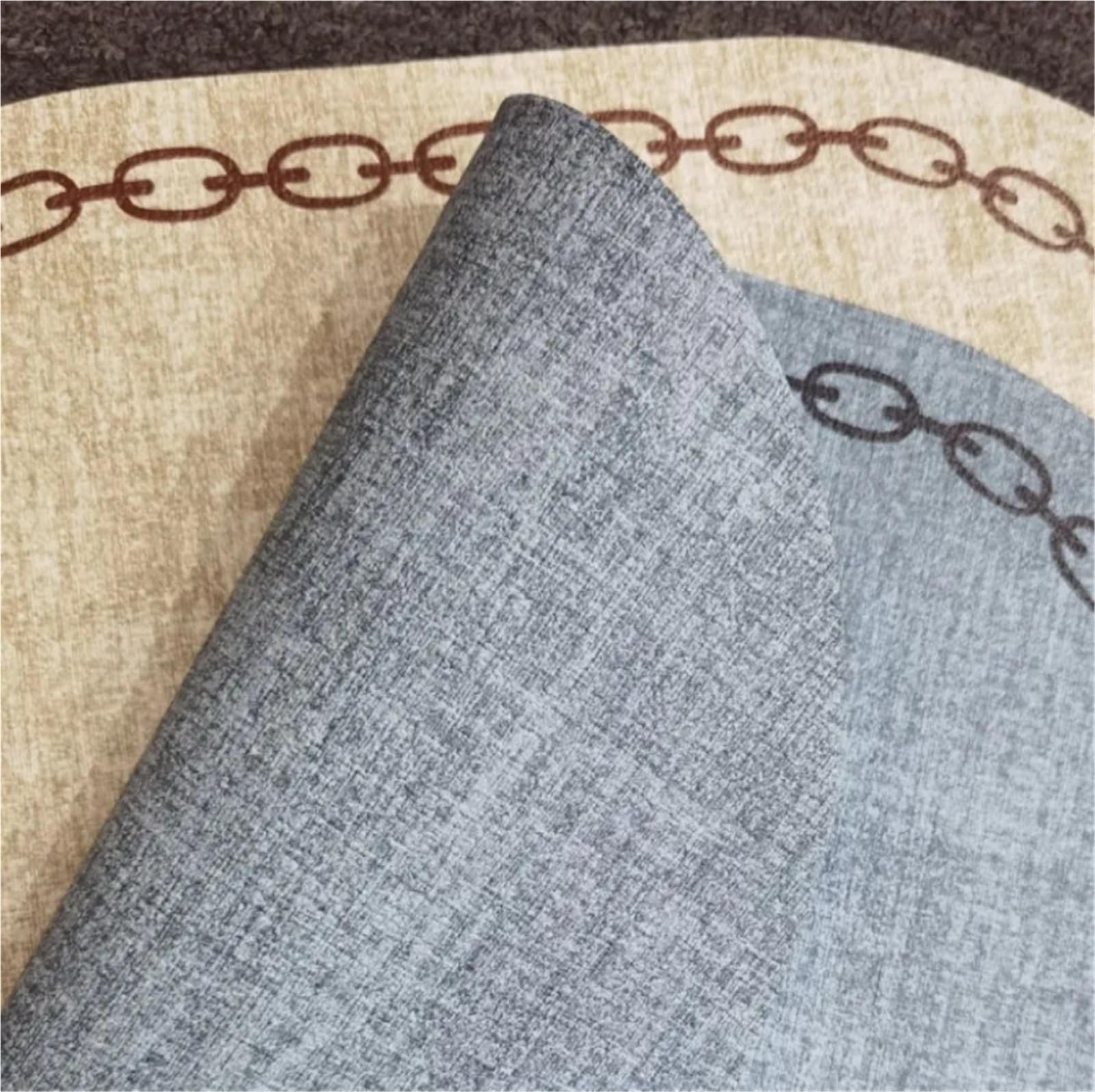 Faux Leather Placemats Lot de 1/4/6 Sets Table ovales en Similicuir, lavables, résistants à la Chaleur, antidérapants et imperméables(Chain O Light Grey,30x44cm 6pcs)
