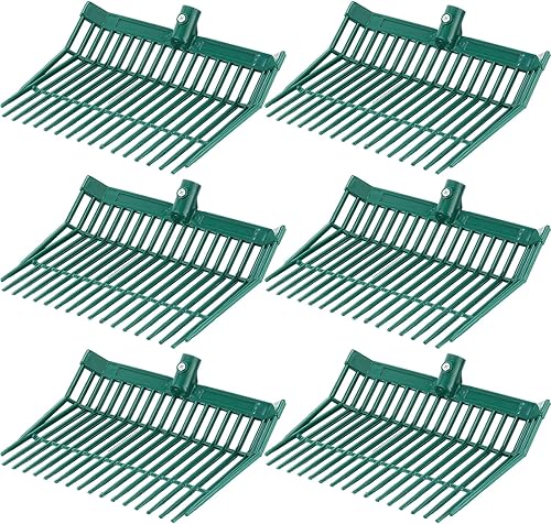WILLBOND 6 piezas de cabeza de horquilla de estiércol de 18 púas con tornillos y tuercas, duradero y estable de plástico ABS, horquilla de repuesto