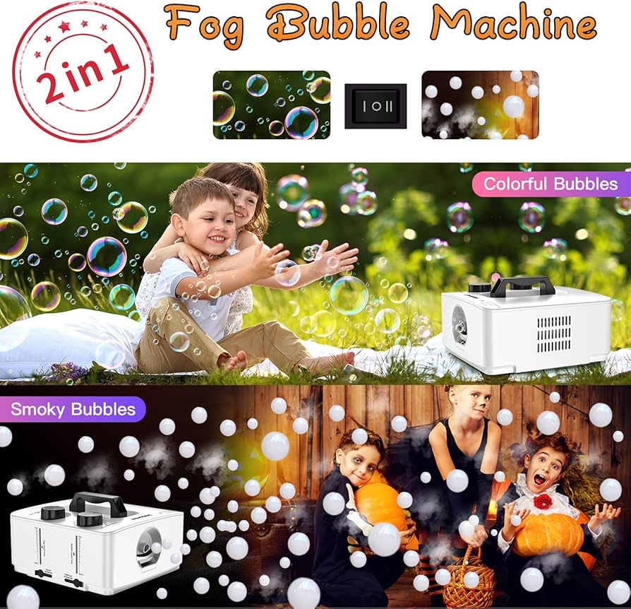 bOblesゾウ(Smoke) Amazon.com: Fog Bubble Machine, 2 in 1 Smoke Bubble Maker