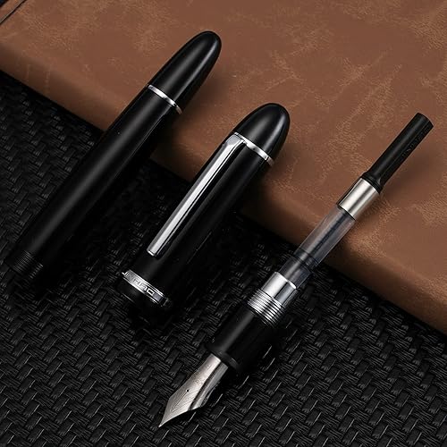 Miniatura 7 de Pluma estilográfica Jinhao X159 de punta fina, bolígrafo de escritura de gran tamaño acrílico negro
