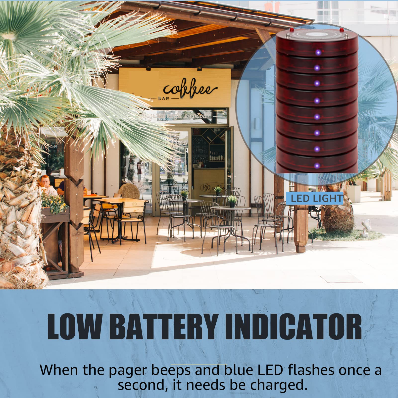 Retekess TD165 Cercapersone Ristorante Wireless, 300M 999 Canali Pager Ristorante, 3 Modalità di Chiamata, Indicatore di Batteria Scarica, Chiama persone Ristorante, Bar, Fabbrica, Clinica