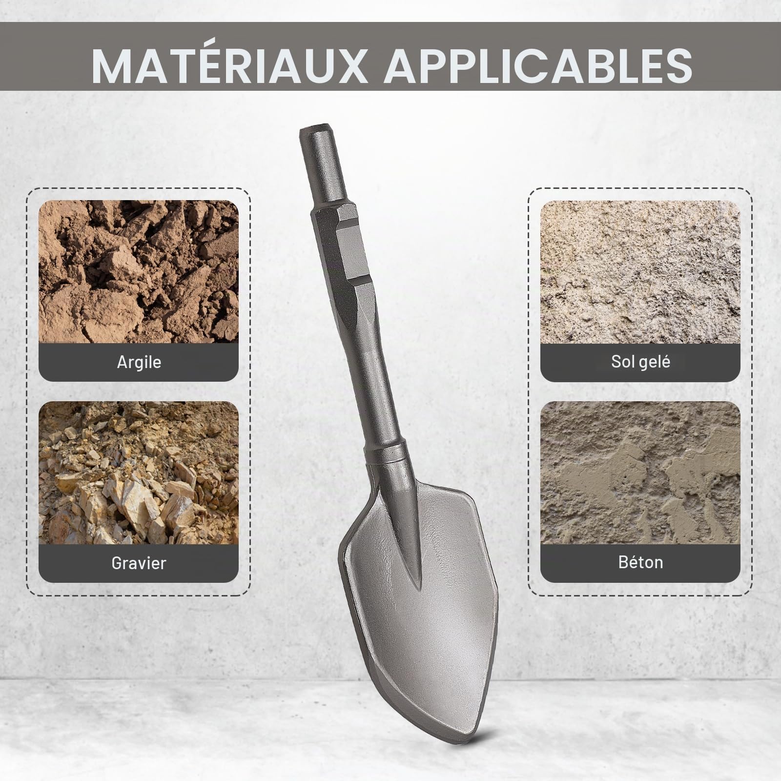 CPROSP Burin Plat SDS HEX 450 x 135 mm, Pelle à Asphalte à Pointe Aiguë | Pour l'ÉLimination de l'Argile Dure et du Béton Meuble