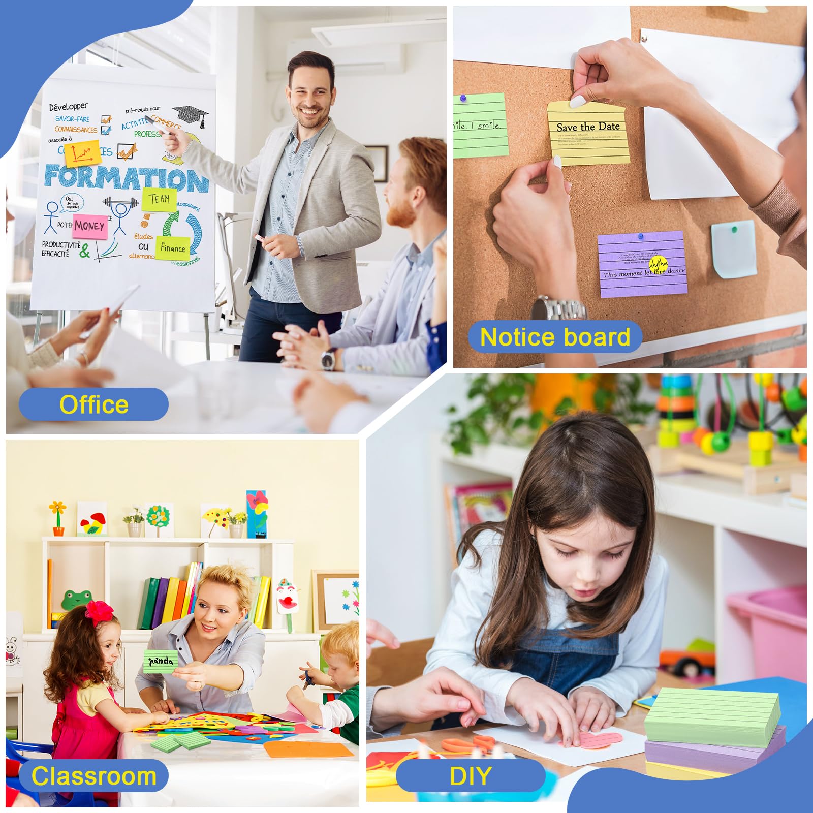 150 Cartes De Présentation Colorées - 10 Couleurs, Format 20x8 Cm, Silhouette Humaine, Pour Paperboard/bureau/école Fiche Bristol