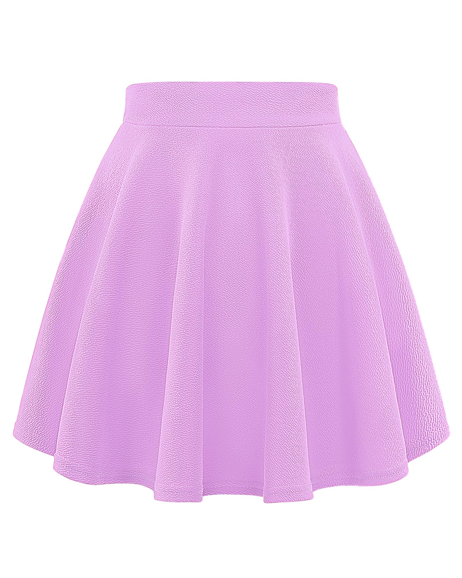 Auranso Girls Mini Skirt Stretch Waist Casual Flared Plain Pleated Skater Skirt
