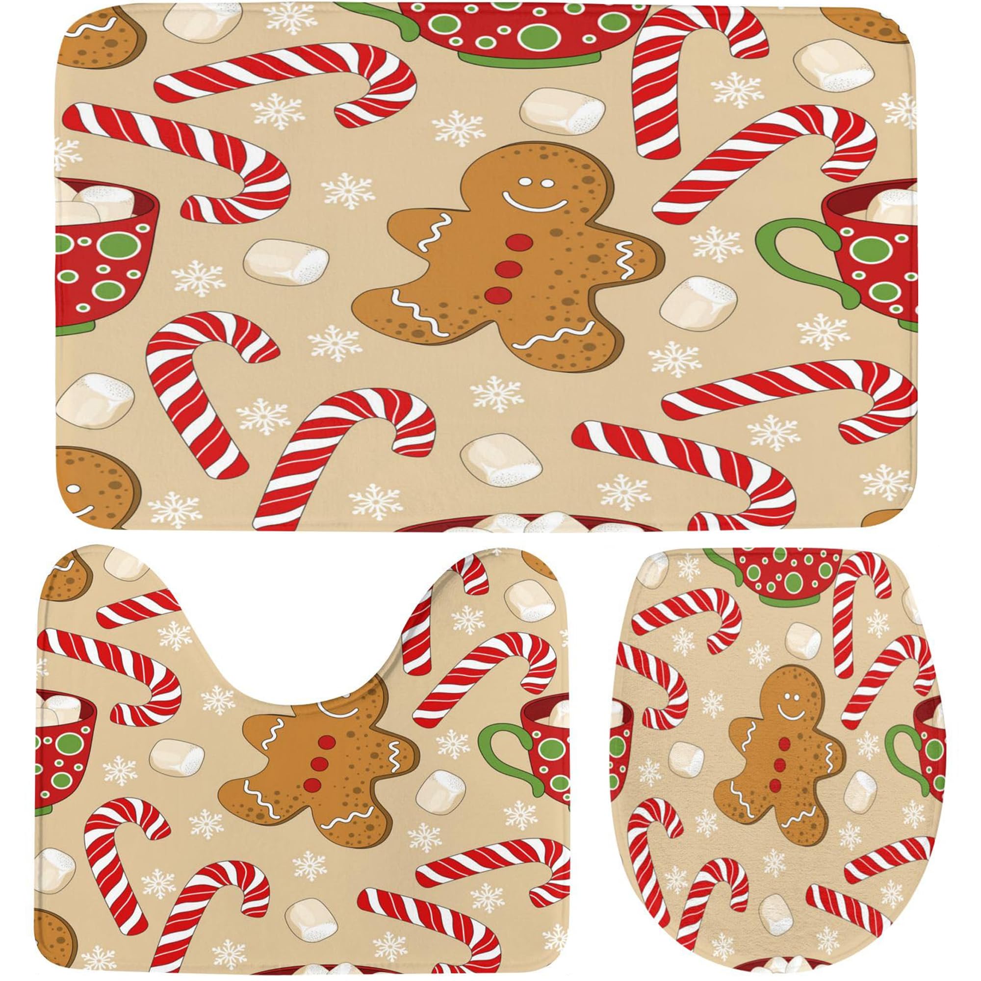 mchuang Christmas Gingerbread Man Candy Bathroom Rugs 3