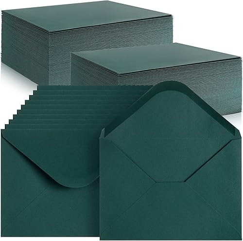 250 sobres A7 color verde oscuro de 5.25 x 7.25 pulgadas, sobres de invitación con solapa en V para tarjetas de 5 x 7 pulgadas, sobres autoadhesivos