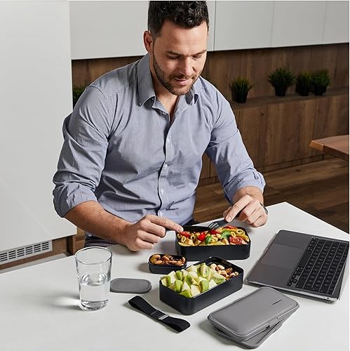 Miniatura 6 de Bentoheaven Lonchera Bento de alta calidad para adultos con compartimentos para mujeres y hombres, juego de utensilios, palillos y recipiente de