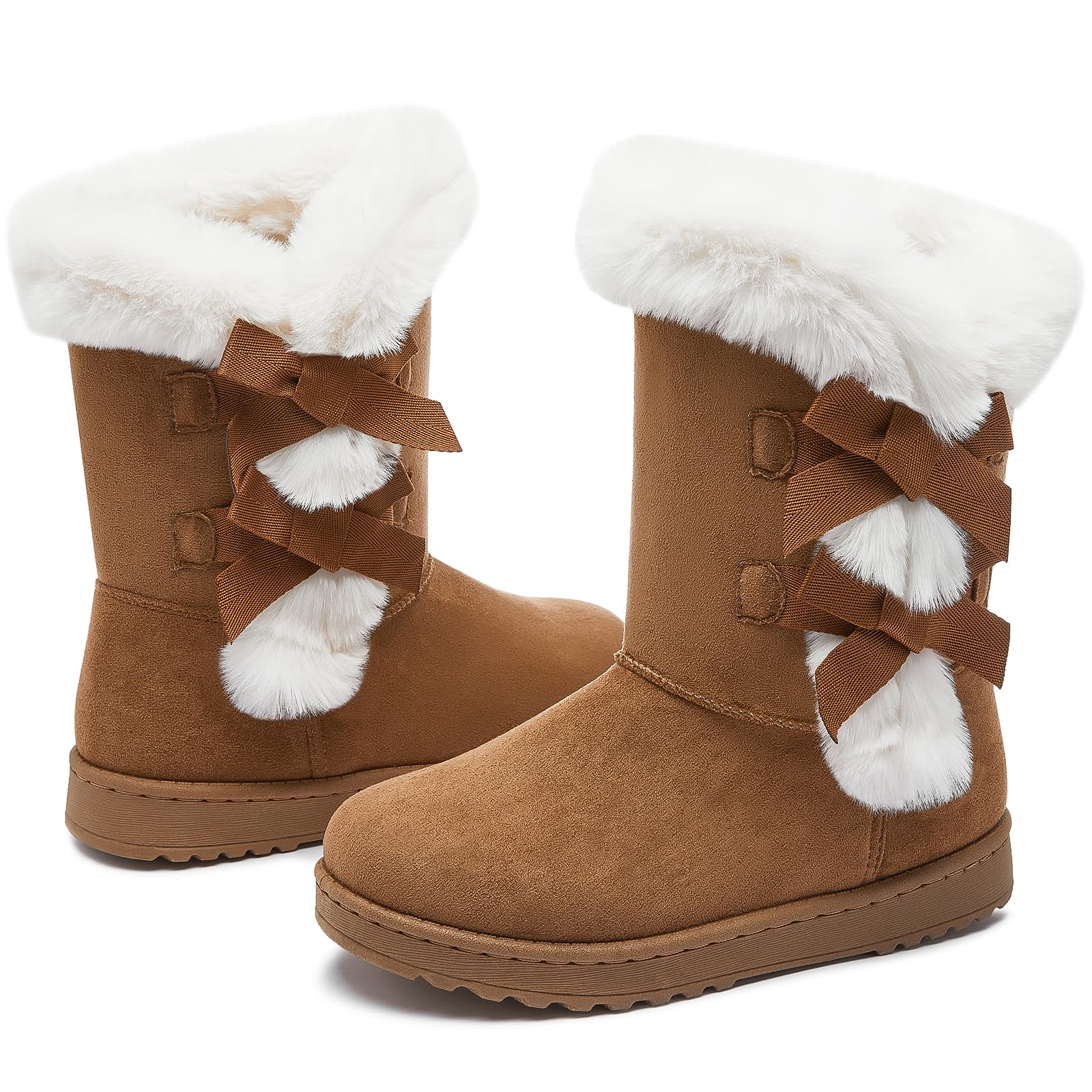 Iarus womens winter boots Mid-calf snow booties warm fur linning comfortable furry boots for womens