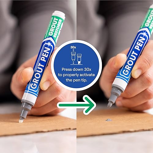 Miniatura 4 de Rotulador de pintura para azulejos grises pintura para lechada impermeable, colorante para lechada de azulejos y bolígrafo sellador, gris, punta