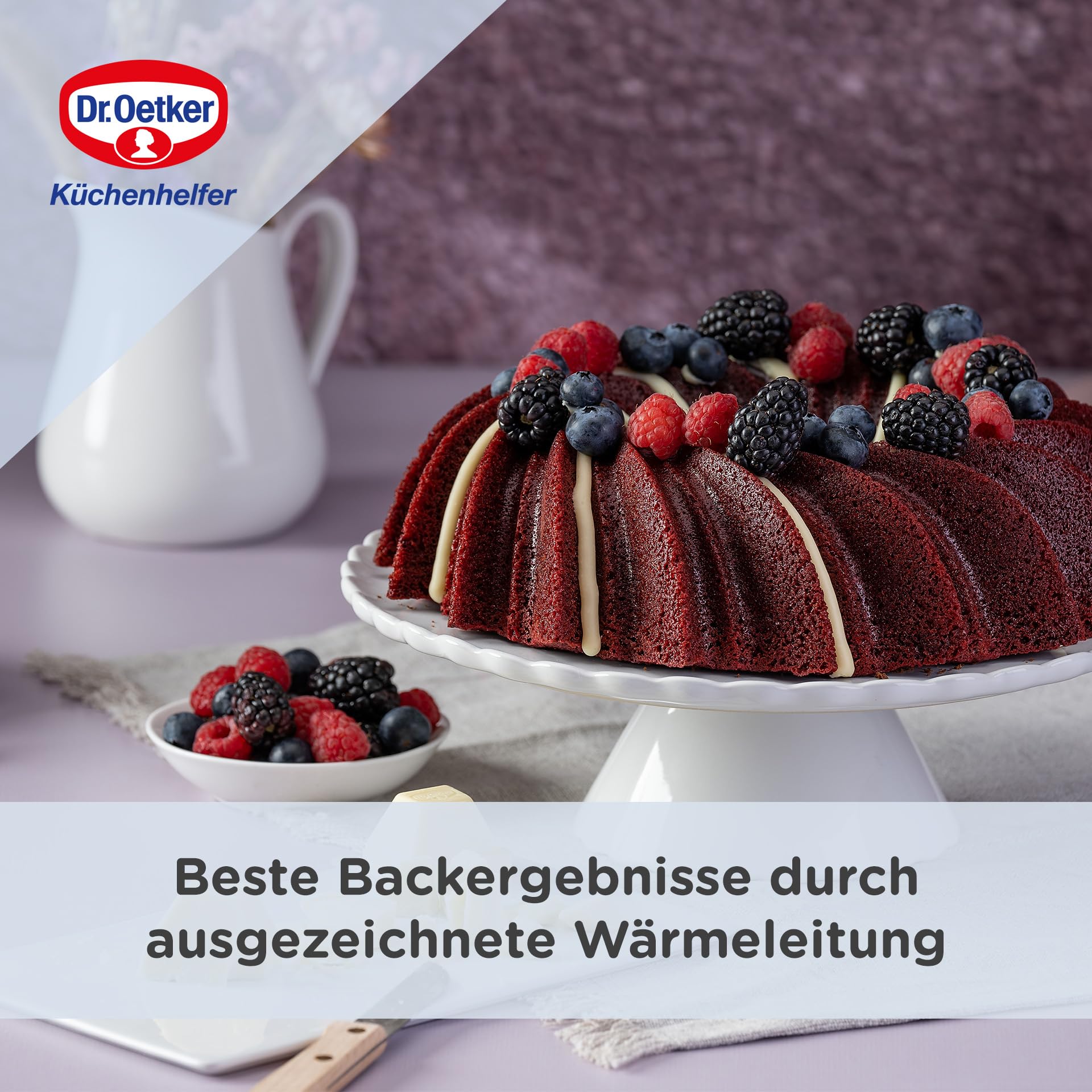 Dr. Oetker Creative Sun Moule rond de qualité supérieure pour kouglof Ø 24 x 8,5 cm, 2100 ml, revêtement antiadhésif et sans PFAS, or rose, résistant à la chaleur jusqu'à +230 °C