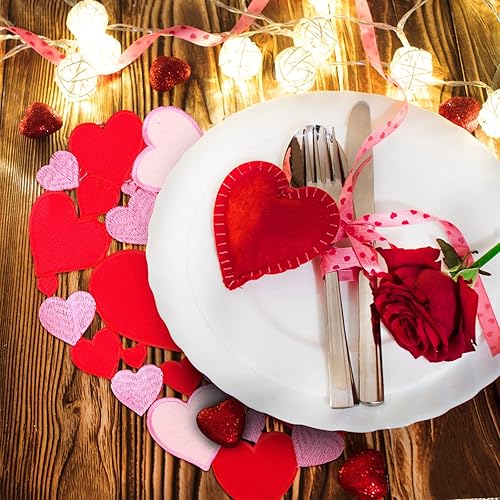 Miniatura 5 de 6 manteles individuales bordados para el día de San Valentín, diseño de corazón para el día de San Valentín, para el día más dulce, boda, San