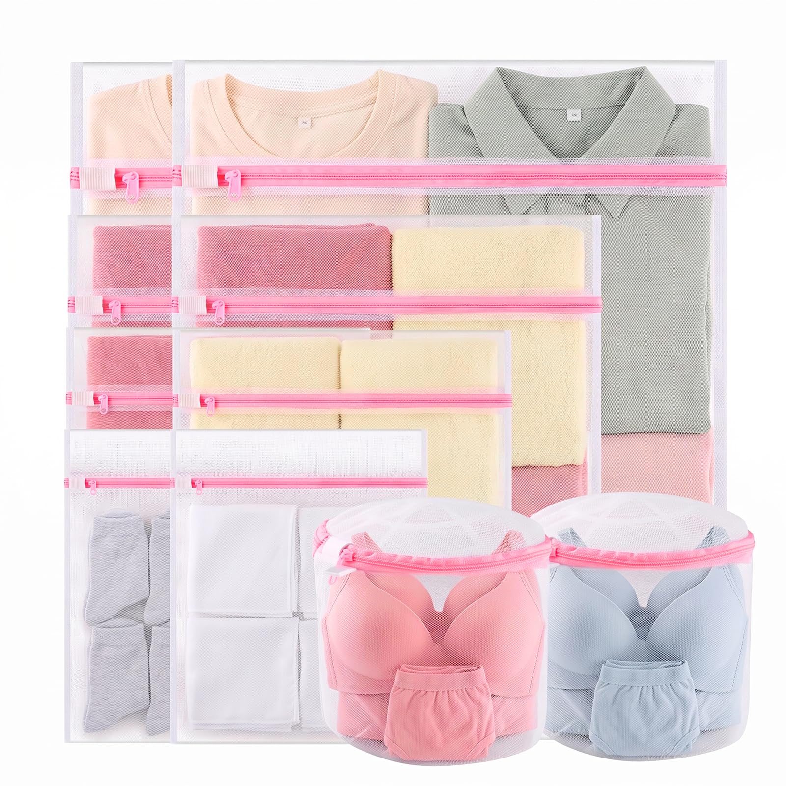 10PCS Mesh Laundry Bag, Reusable Durable Delicates Laundry Bag for Washing Machine, Mesh Laundry Bags for Blouse, Hosiery, Underwear, Bra, Lingerie and Baby Clothes, Laundry Bags Organizer