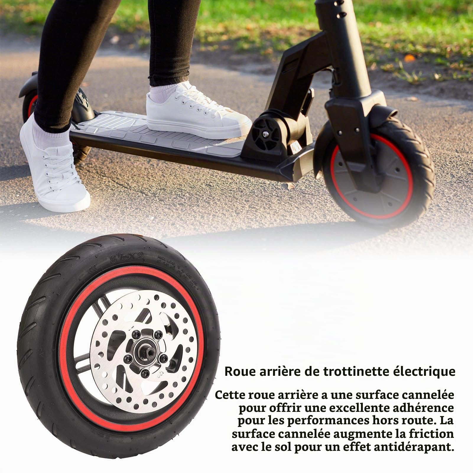 Roue Arrière de Trottinette Électrique avec Frein à Disque 120 mm pour Xiaomi PRO/PRO 2/M3, Pneu Pneumatique de Roue Arrière de Scooter Électrique