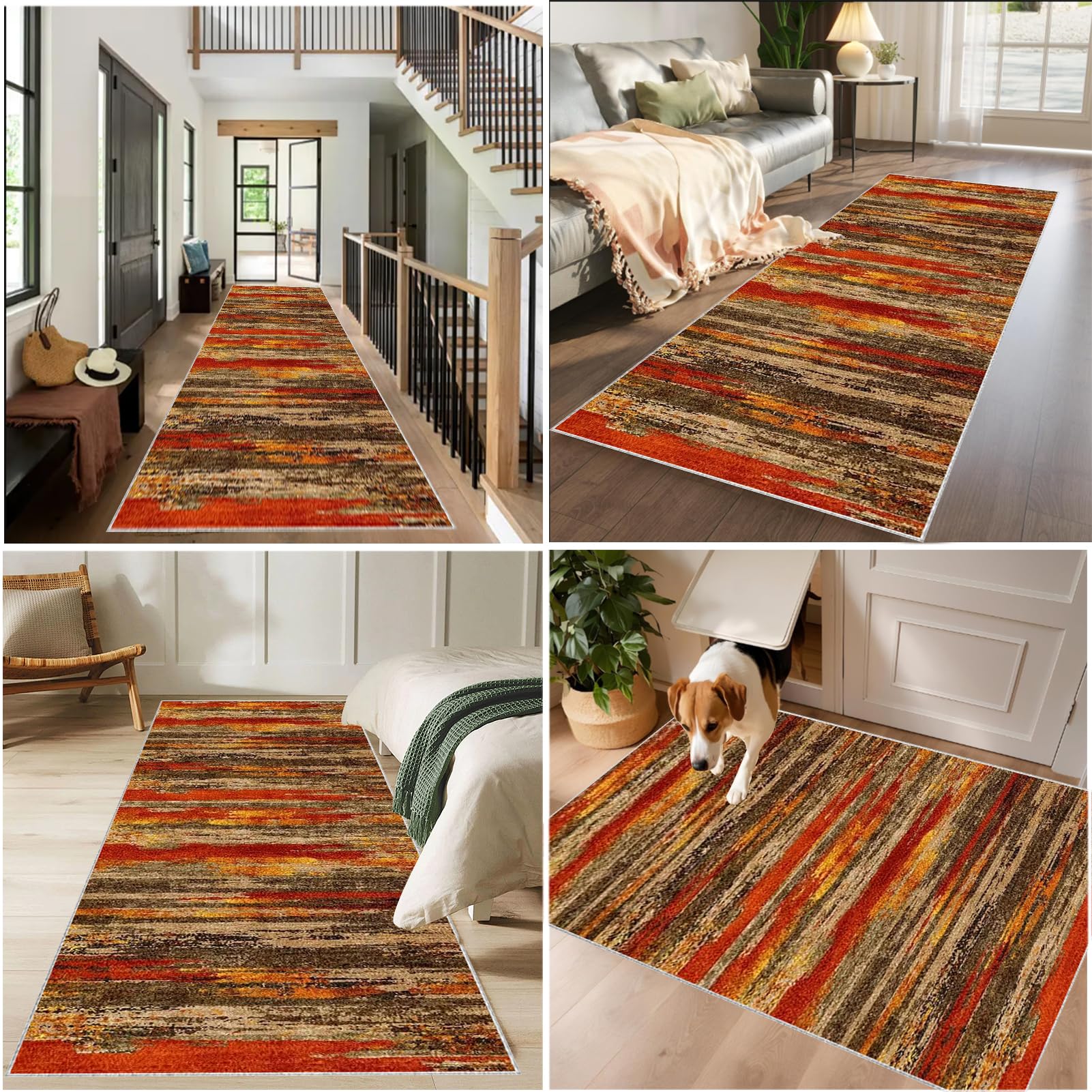 Küchenteppich rutschfest Waschbar Teppich Läufer Flur Küchen Teppiche Läufer Fußmatte Lang Flurläufer Teppichläufer Flur Läufer für Eingang Küche Schlafzimmer Wohnzimmer Runner Rug 60 x 200 cm