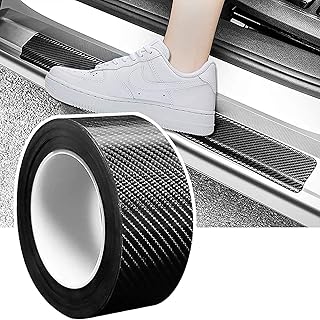 Storystore Car Sill Protectors Strips, 5cmx10m Car Door Sill Protector Car Door Guard Bumper Protector Anti Scratch Carbon Fiber Wrap Film for Car Door Guard/Front and Rear Bumper/Door Sill Protector