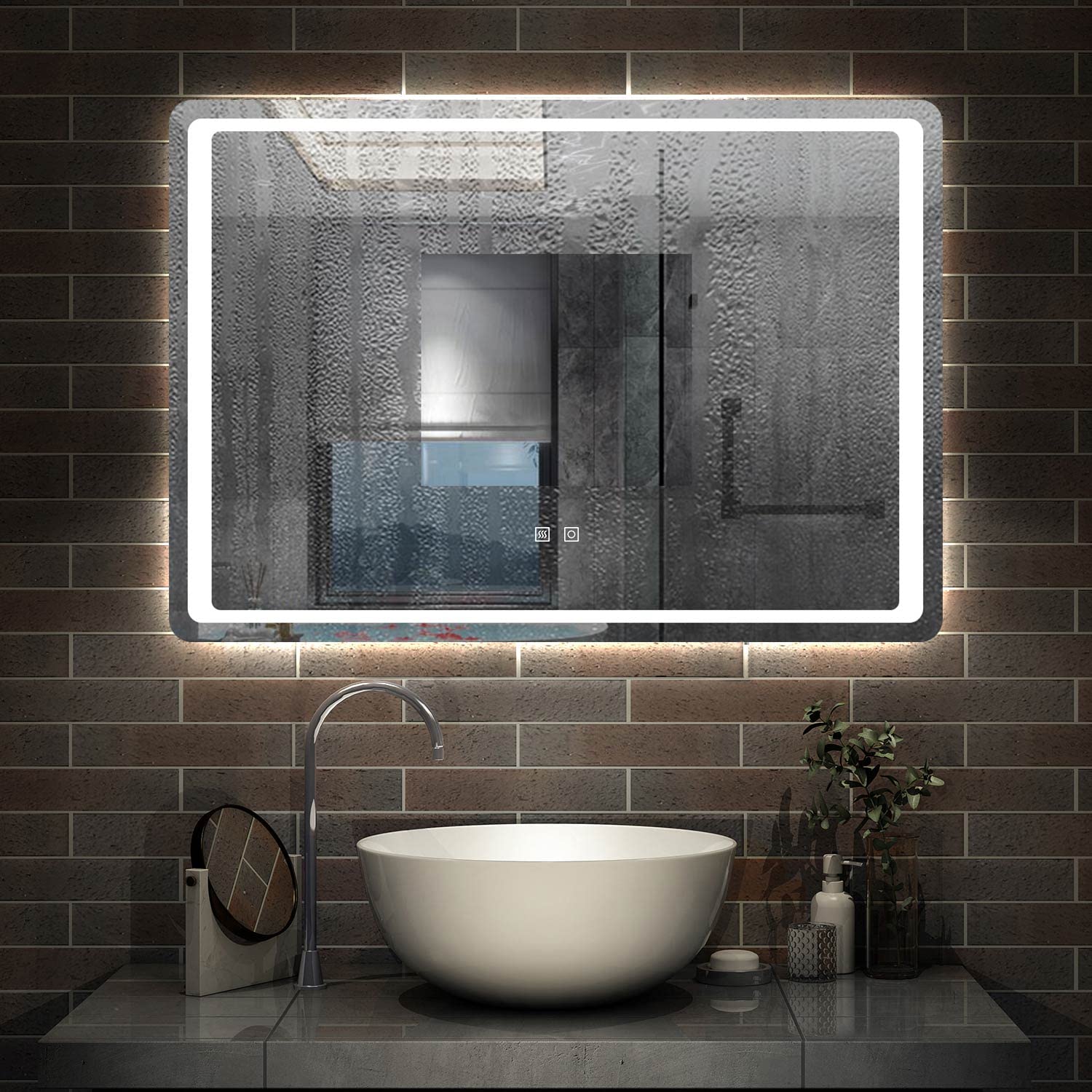 AICA Miroir Lumineux 140 X 80cm Anti-buée +dimmable + Mémoire, Miroir De Salle De Bain Avec 2 Interrupteurs Tactiles 93176586