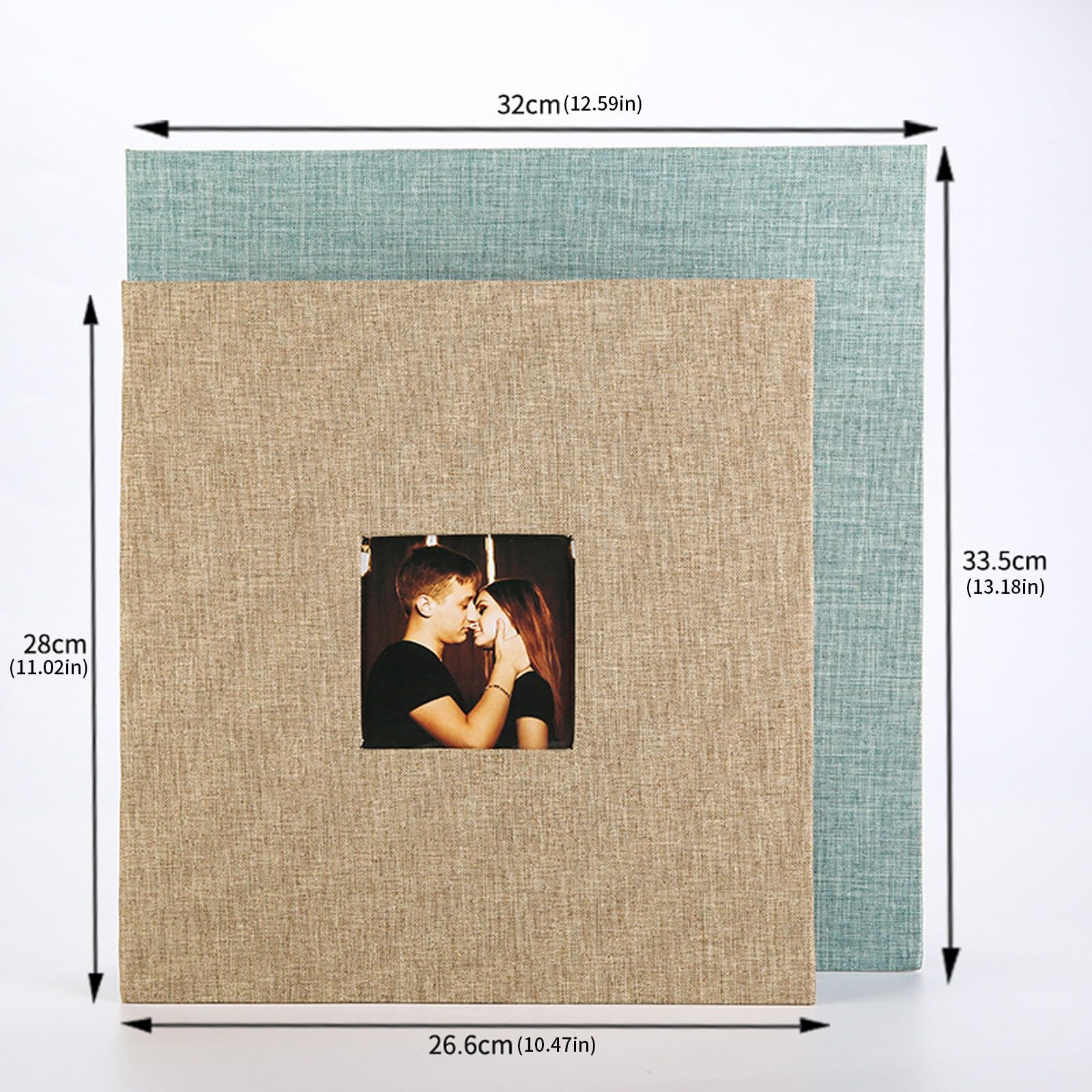 Álbum de fotos adhesivo con cubierta de lino y ventana para bodas, viajes, cumpleaños, recuerdos, regalo de 40 páginas