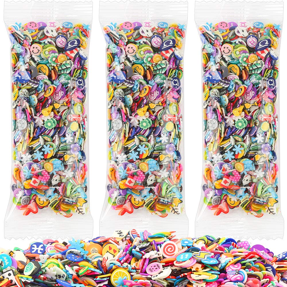 3000 Pcs Nail Art Slices,FANDAMEI Cute Design 3D Nail Art Stickers Fimo Fruits Animals Flowers Emoji Nail Art Slices for DIY Crafts, Nail Art and Cellphone Decoration