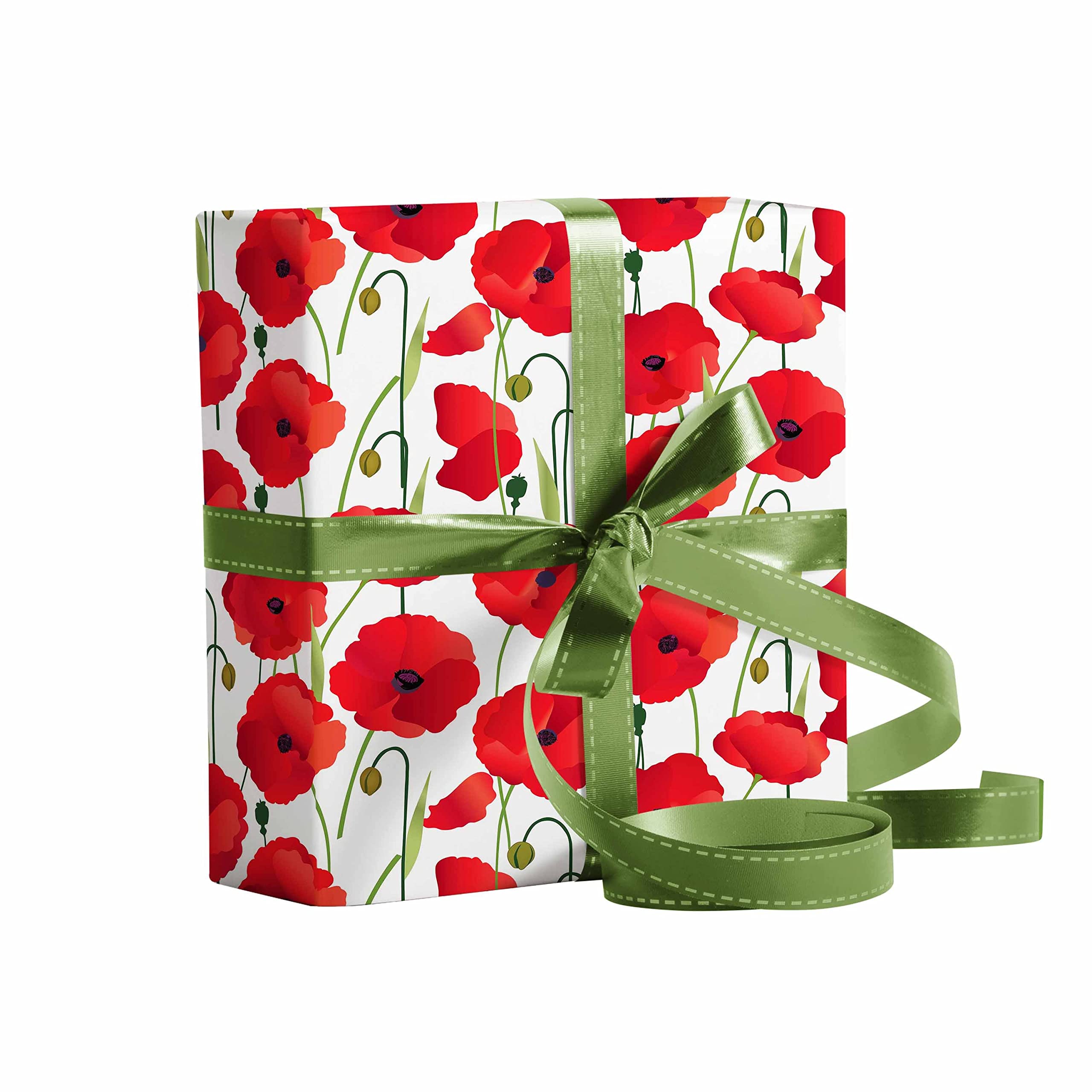 Lussoliv 6 Pcs Premium Gift Wrapping Paper 1 Design x 6 Sheets (19x29 Inch / 48x74 cm) - Poppin' Poppies