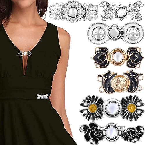 OIIKI Tensor de botones de jeans ajustable, 7 piezas, botones de mezclilla, alfileres de vestir, hebillas de ajuste de cintura, botones de