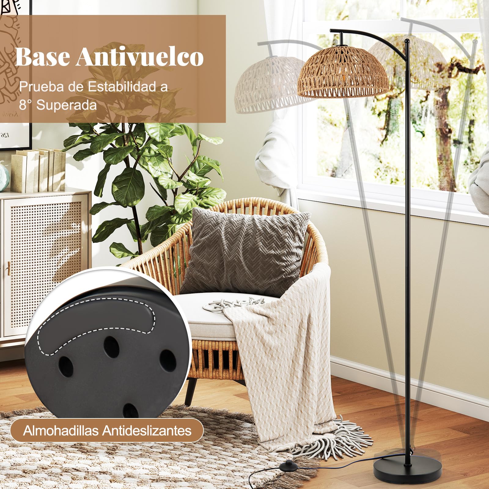 COSTWAY Lámpara de Pie, 160 cm Lámpara de Pie Moderna con Pantalla Colgante, Base Estándar E27 y Interruptor de Pedal, Mueble de Iluminación para Sala de Estar, Dormitorio y Comedor