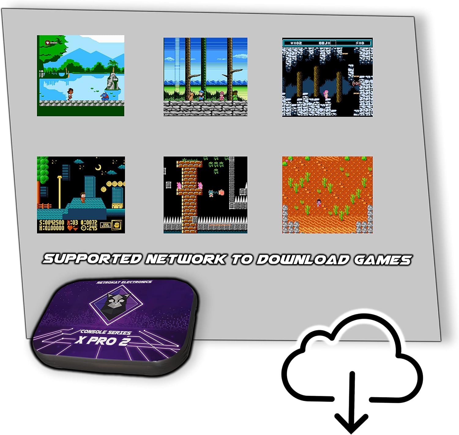 Retro Game Console for 4K/8K HD Resolution - Supports 4 Players - Console X Pro II - Compatible with All HDTVs & Monitors - Dual Wireless 2.4ghz USB Gamepads - Built-in 45K Games - 128GB MicroSD Card : Video Games