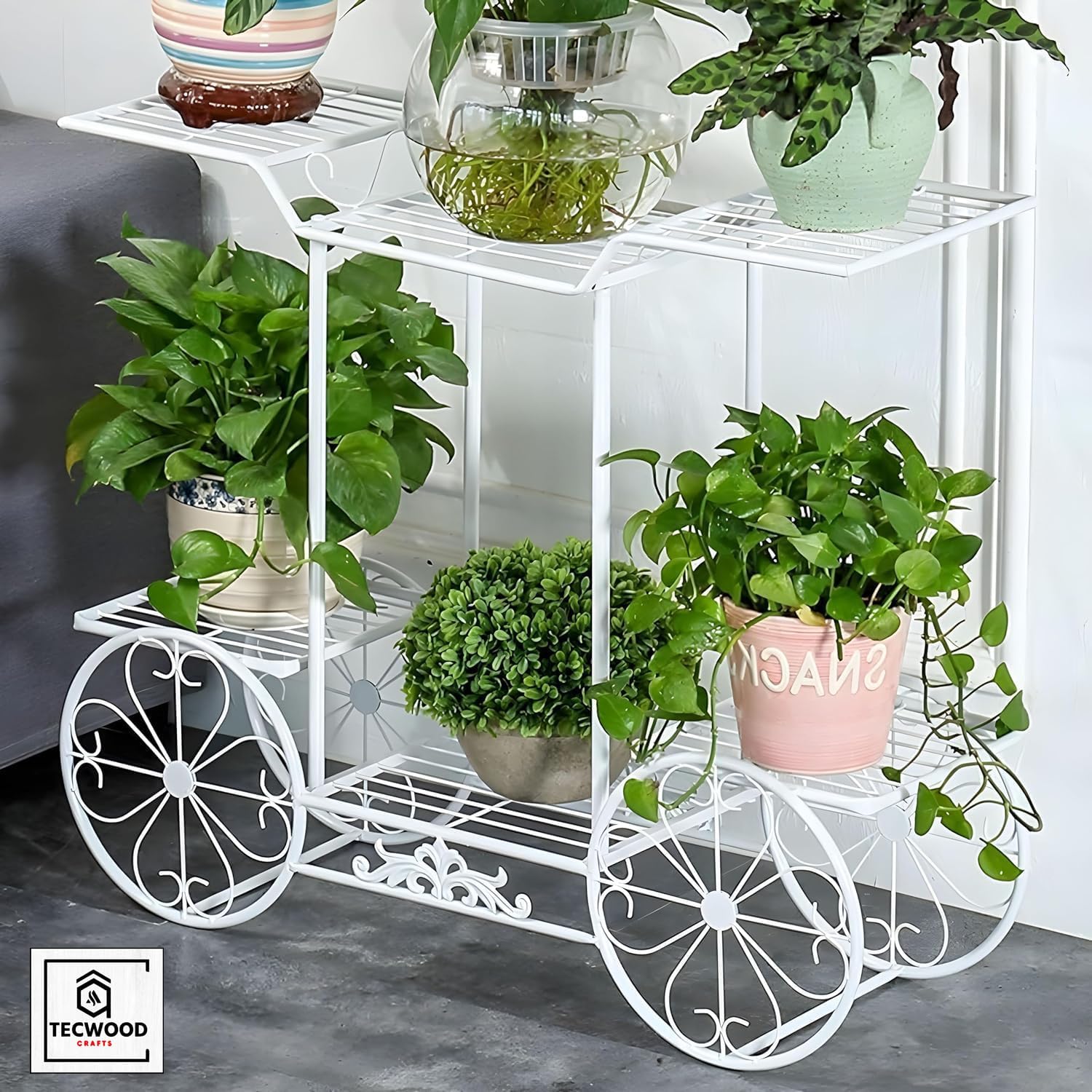TECWOOD CRAFTS: 6 Tier Shelf Plant Stand Wheel Metal Flower Pot Rack Stair-Step Style Display Ladder for Garden Balcony Indoor Outdoor 6-Tier Cart Planter Stand Size 21.5x23.5x8.5 in (B0D9D16Q2M) Amazon Price History, Amazon Price Tracker