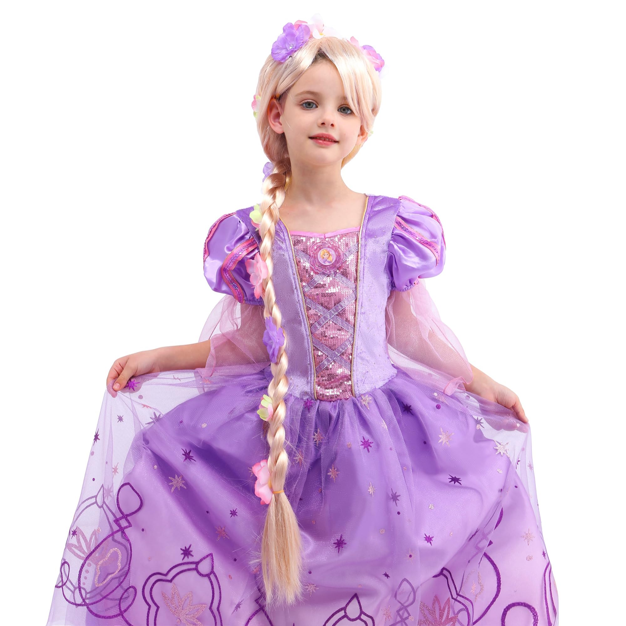 Lingway Toys Luxury Girls Princess Dress Up Costumes,Rapunzel Cosplay Dress With Accessories