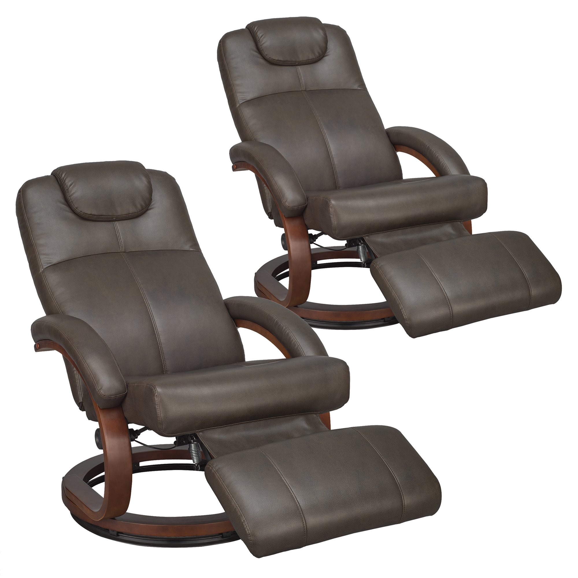 RecPro Charles 28" RV Euro Chair Recliner Modern Design RV Furniture (2, Chestnut)