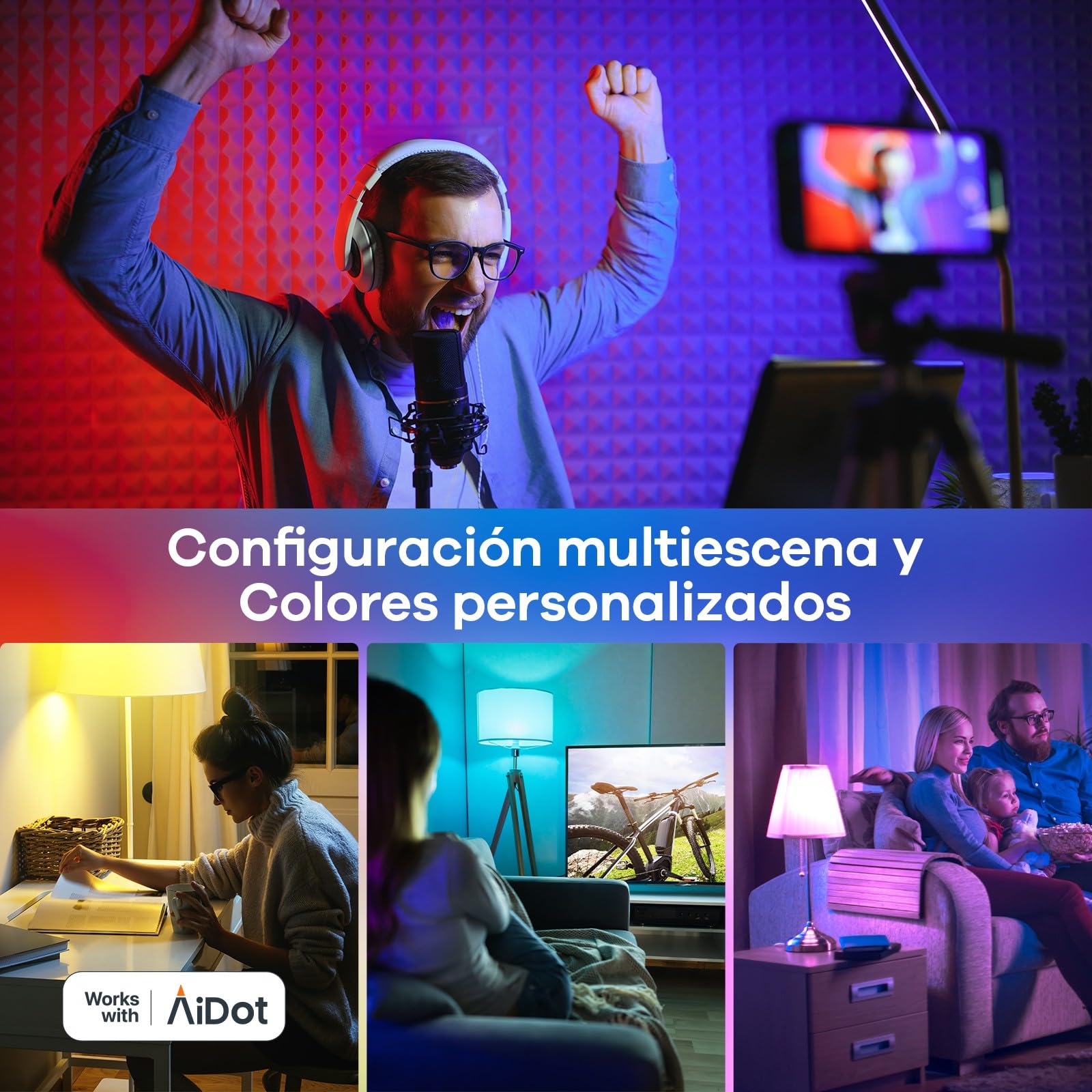 Linkind Matter Smart RGBTW Bombilla, WiFi LED E27, Bombilla Multicolor RGB/RGBTW 1800K-6500K, Compatible con Alexa Google Home, 9W equivalente a 60W, paquete de 4