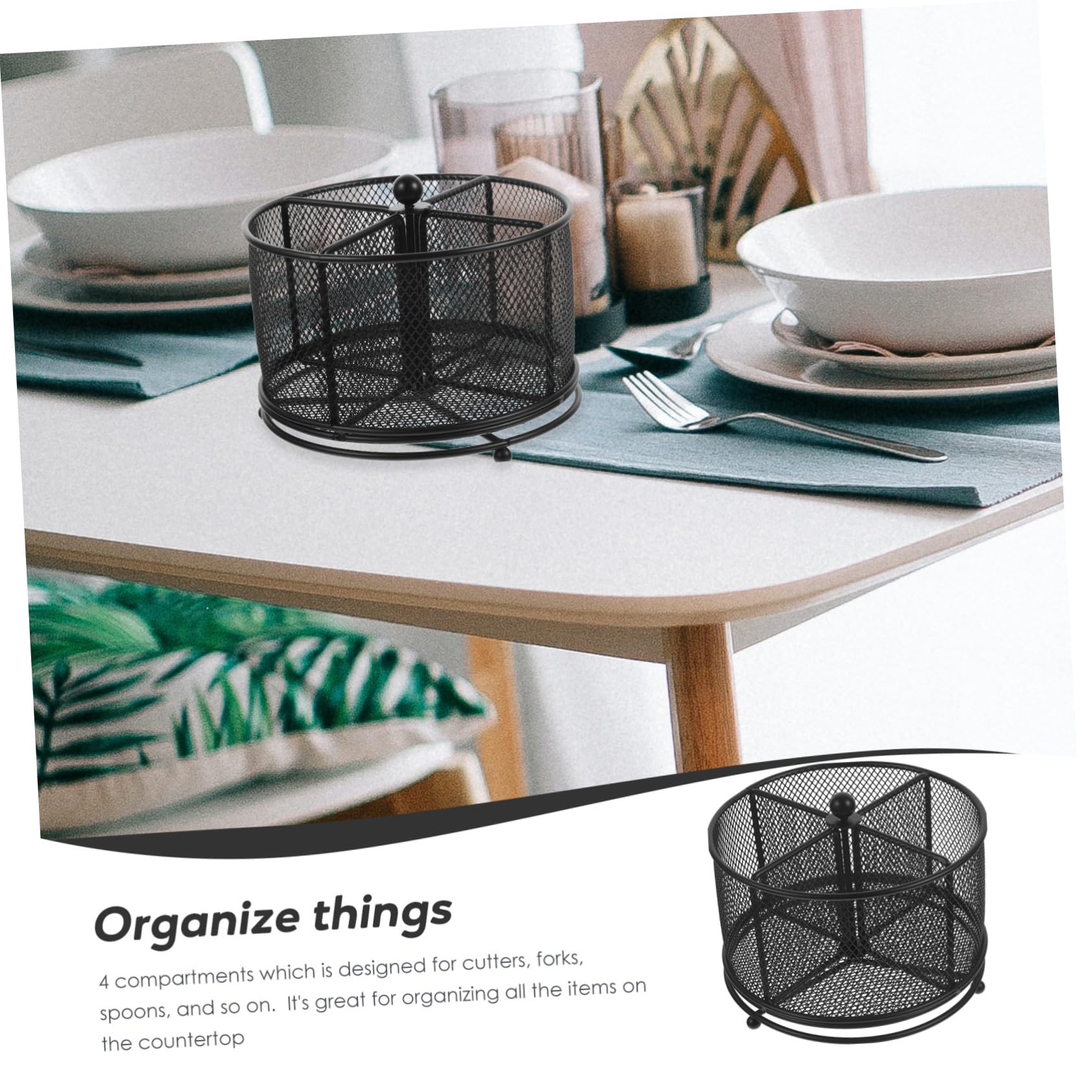 Portaposate Rotante Metallo Con Scomparti Organizer Per Utensili Da Cucina Supporto Per Contenitori Da Bancone